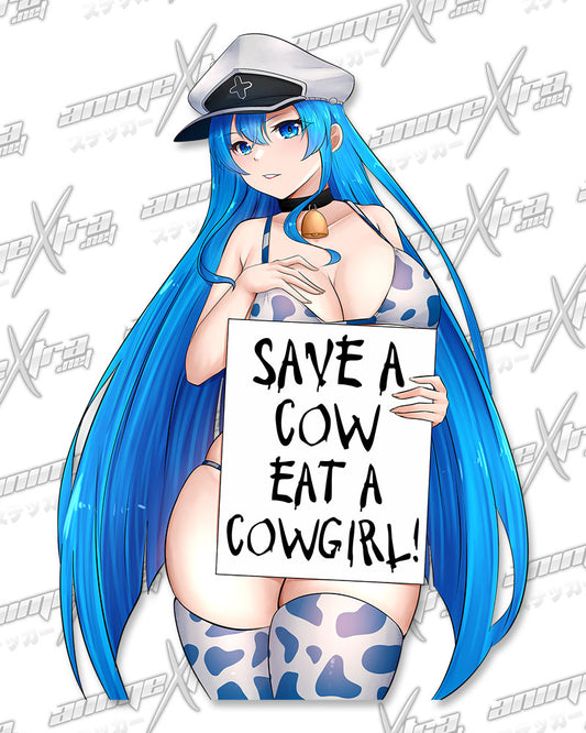 Cowgirl Esdeath Save a Cow Kiss Cuts