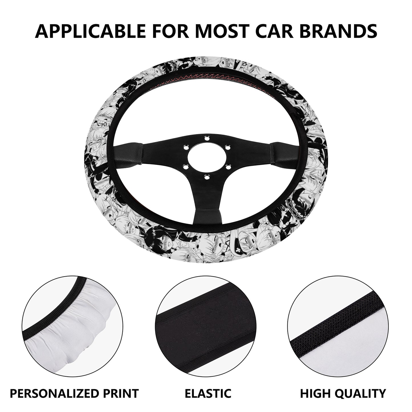 Ahegao BW Steering Wheel Cover