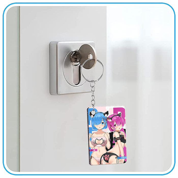 Rem Ram Neko Keychain