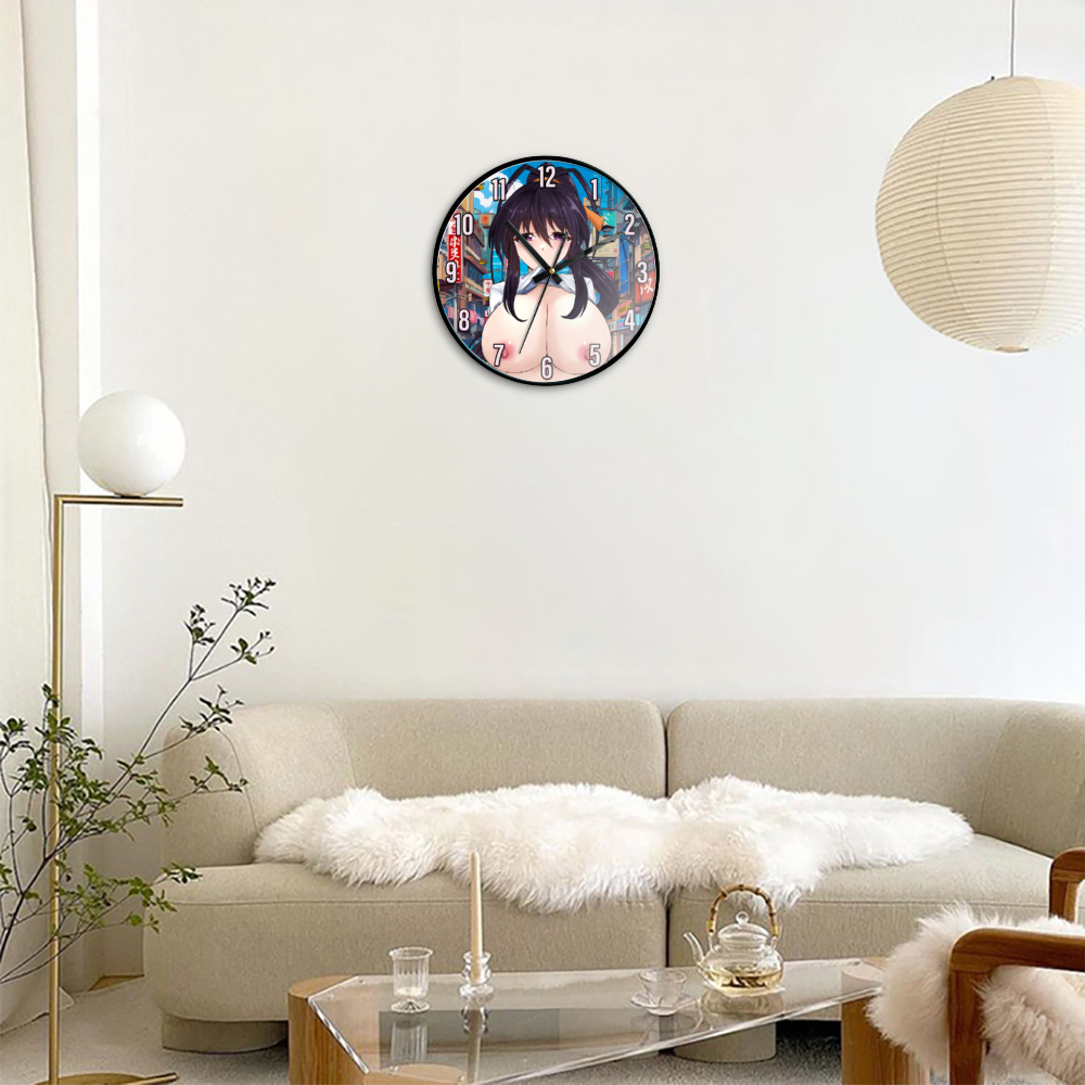 Akeno Busty Flasher NSFW Wall Clock