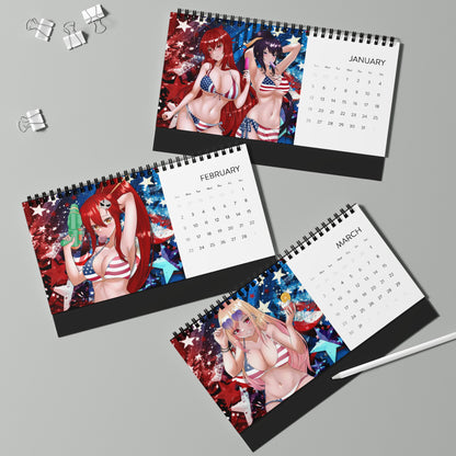 Americana Waifus 2025 Desktop Calendar