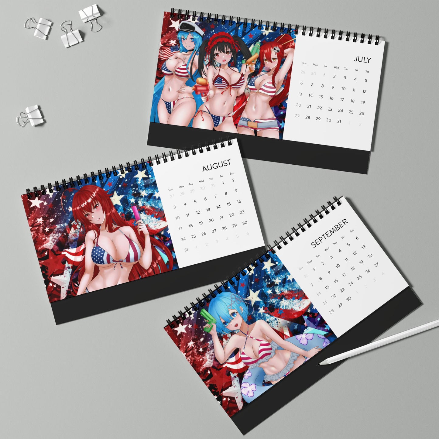 Americana Waifus 2025 Desktop Calendar