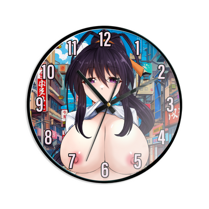 Akeno Busty Flasher NSFW Wall Clock