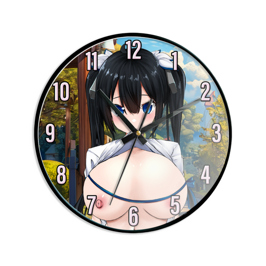 Hestia Busty Flasher NSFW Wall Clock