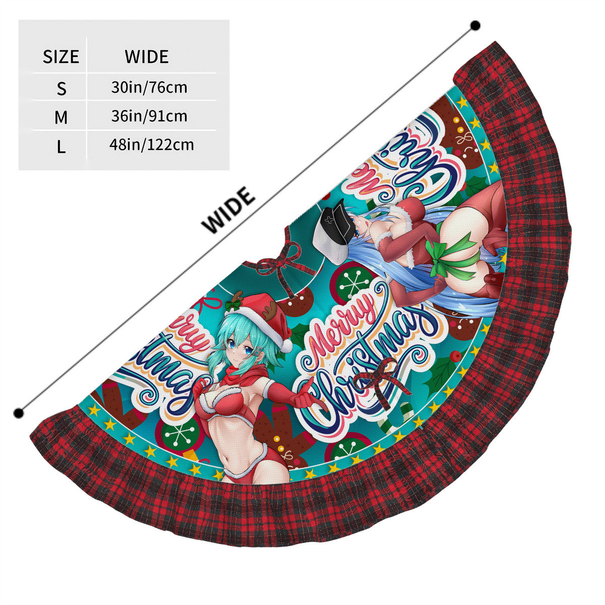 Waifu Plaid Merry Christmas Tree Skirt