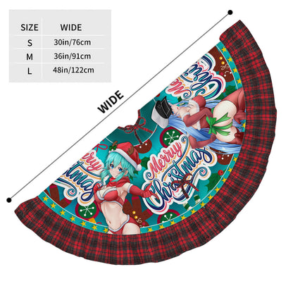 Waifu Plaid Merry Christmas Tree Skirt