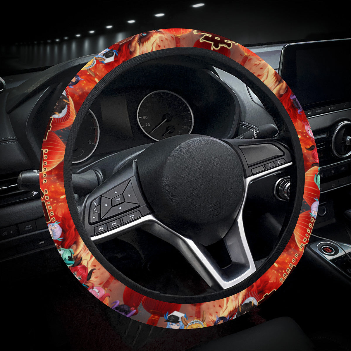 Dragon Waifus Car Steering Wheel Cover