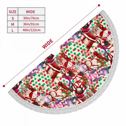 Xmas Waifus v5 Fringed Heavyweight Christmas Tree Skirt