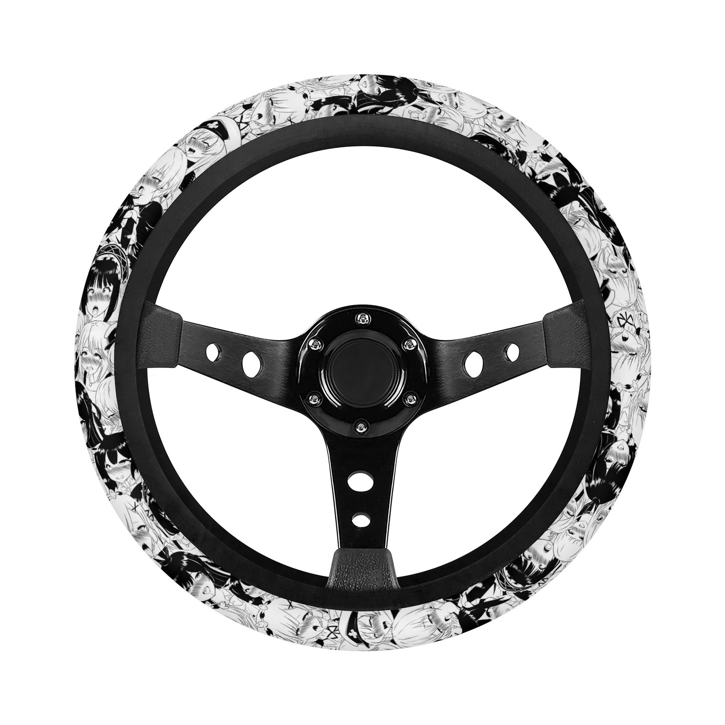 Ahegao BW Steering Wheel Cover