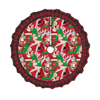 Xmas Waifus v3 Plaid Christmas Tree Skirt