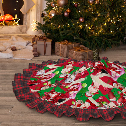 Xmas Waifus v3 Plaid Christmas Tree Skirt