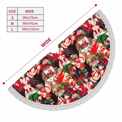 Xmas Waifus v6 Fringed Heavyweight Christmas Tree Skirt