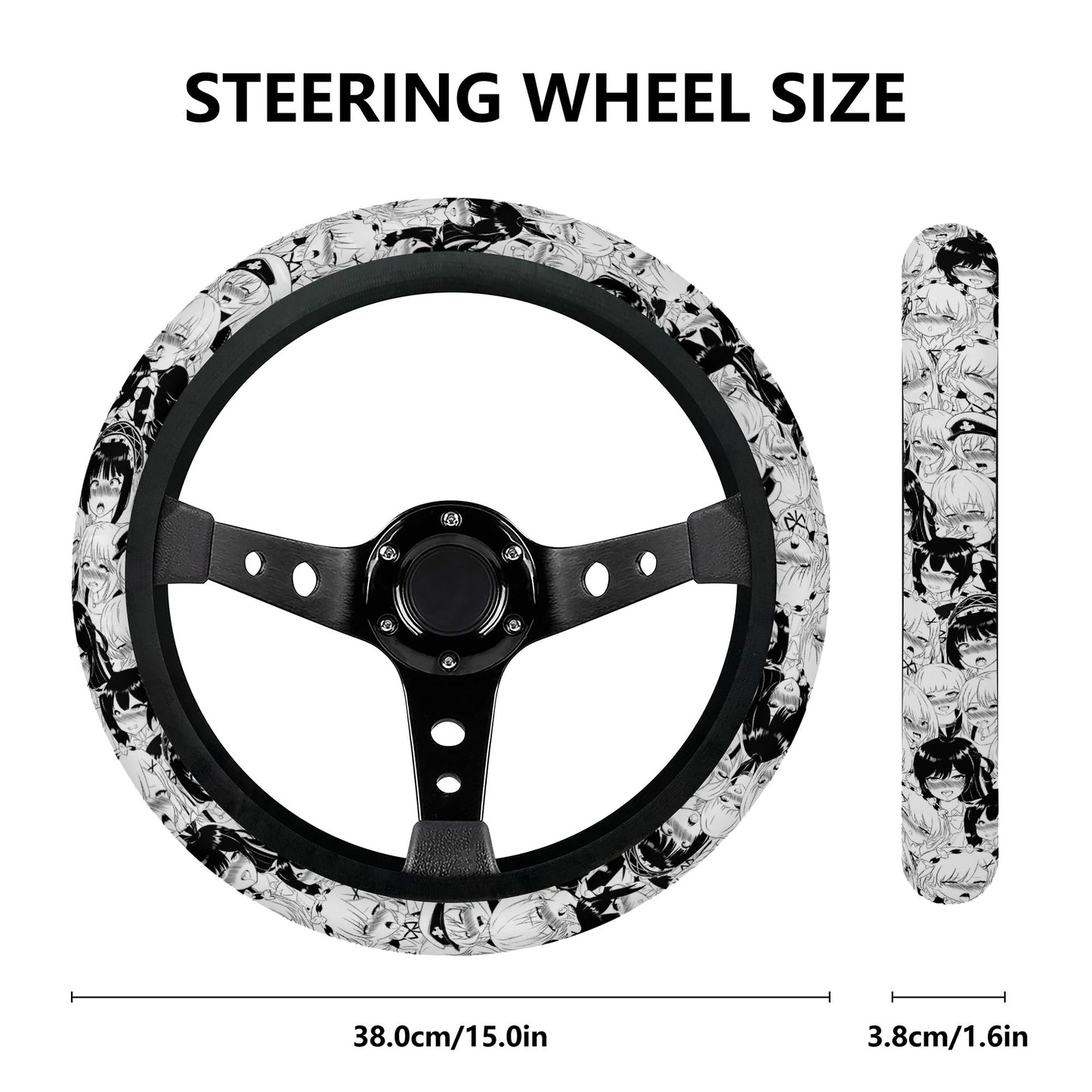Ahegao BW Steering Wheel Cover