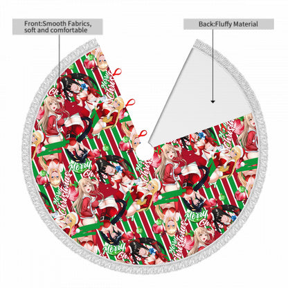 Xmas Waifus v2 Fringed Heavyweight Christmas Tree Skirt