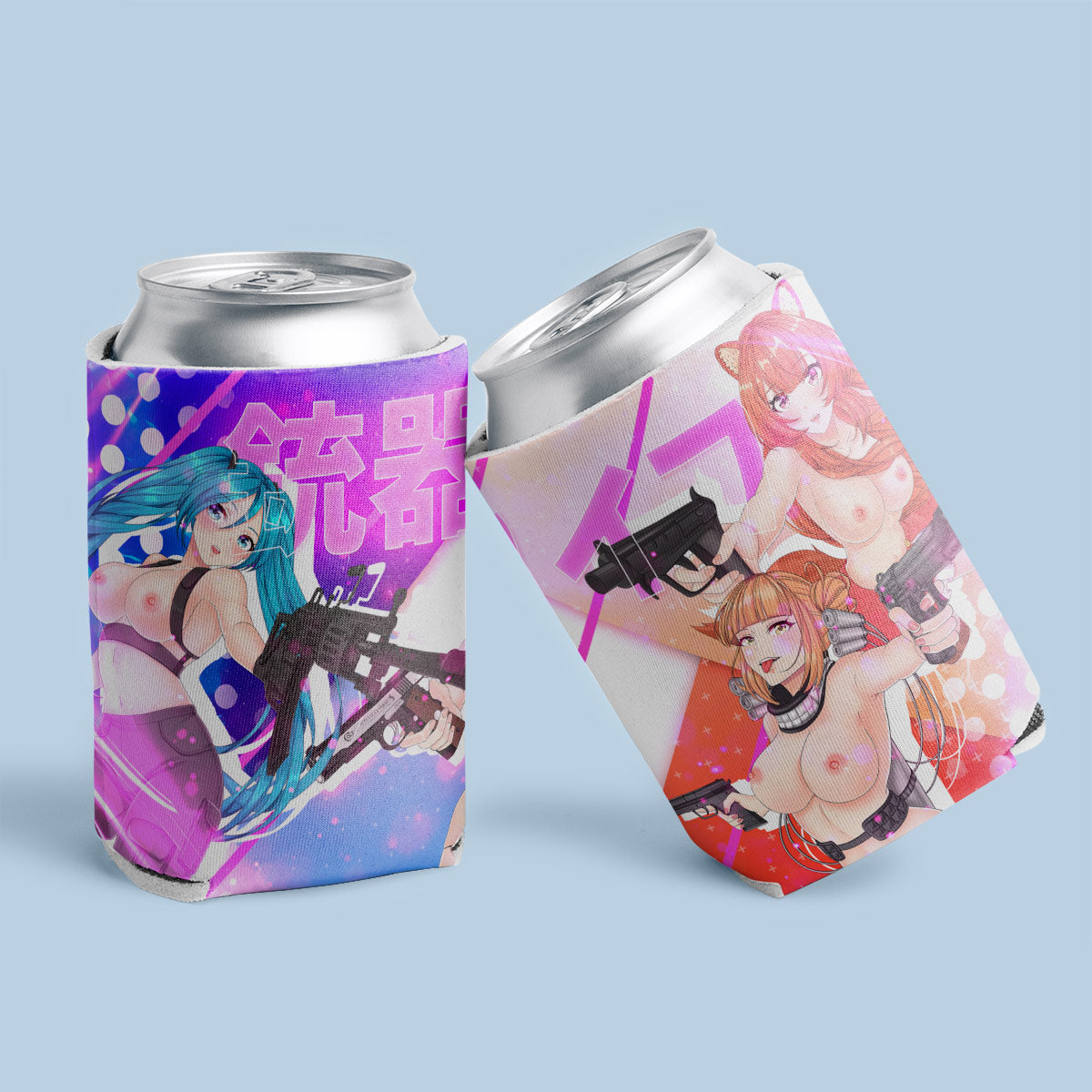 Armed Waifus v2 Can Coolers