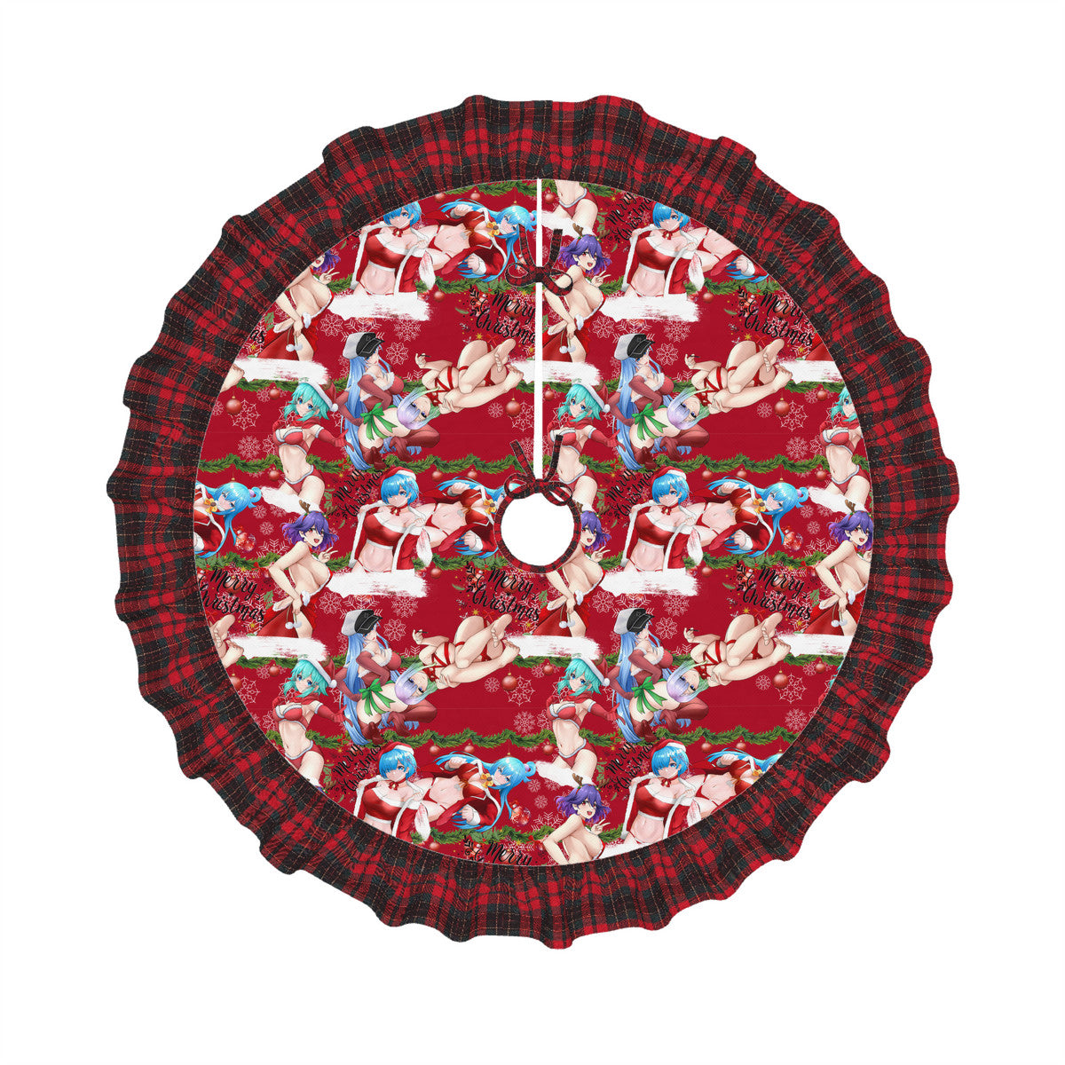 Xmas Waifus Plaid Christmas Tree Skirt