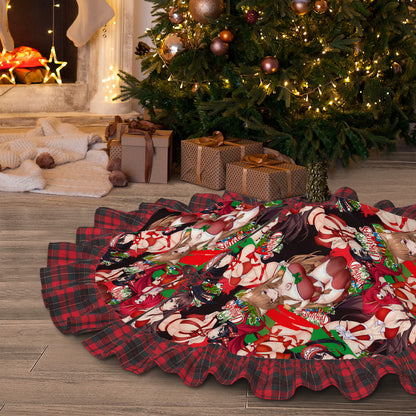 Xmas Waifus v6 Plaid Christmas Tree Skirt