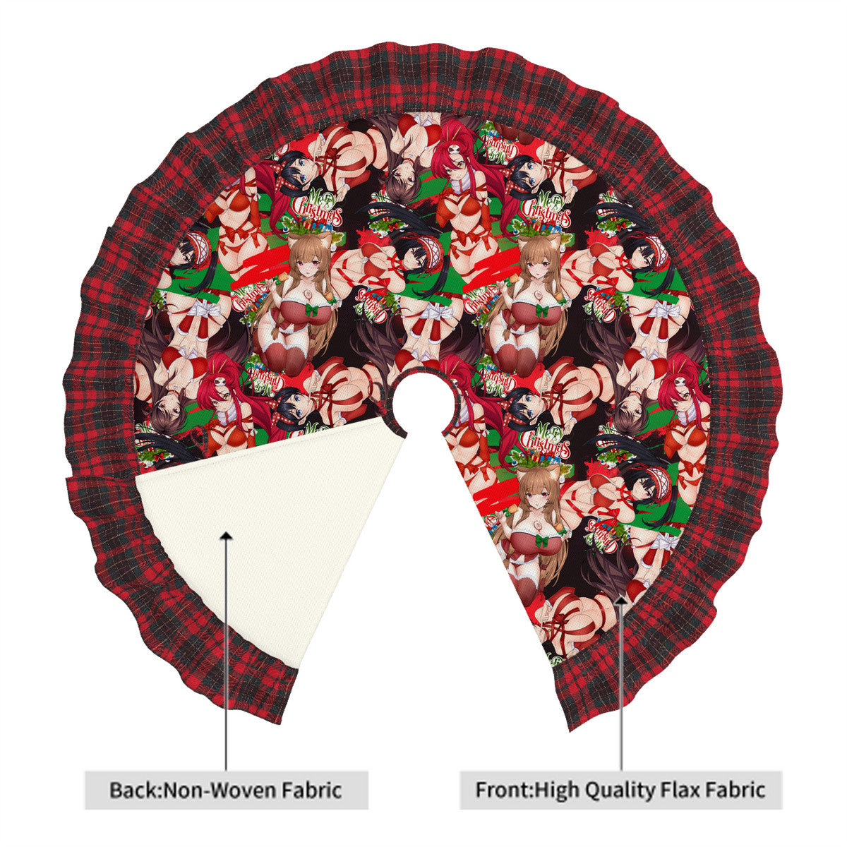 Xmas Waifus v6 Plaid Christmas Tree Skirt