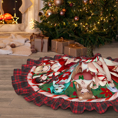 Waifu Plaid Christmas Tree Skirt