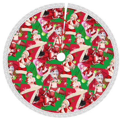 Xmas Waifus v3 Fringed Heavyweight Christmas Tree Skirt