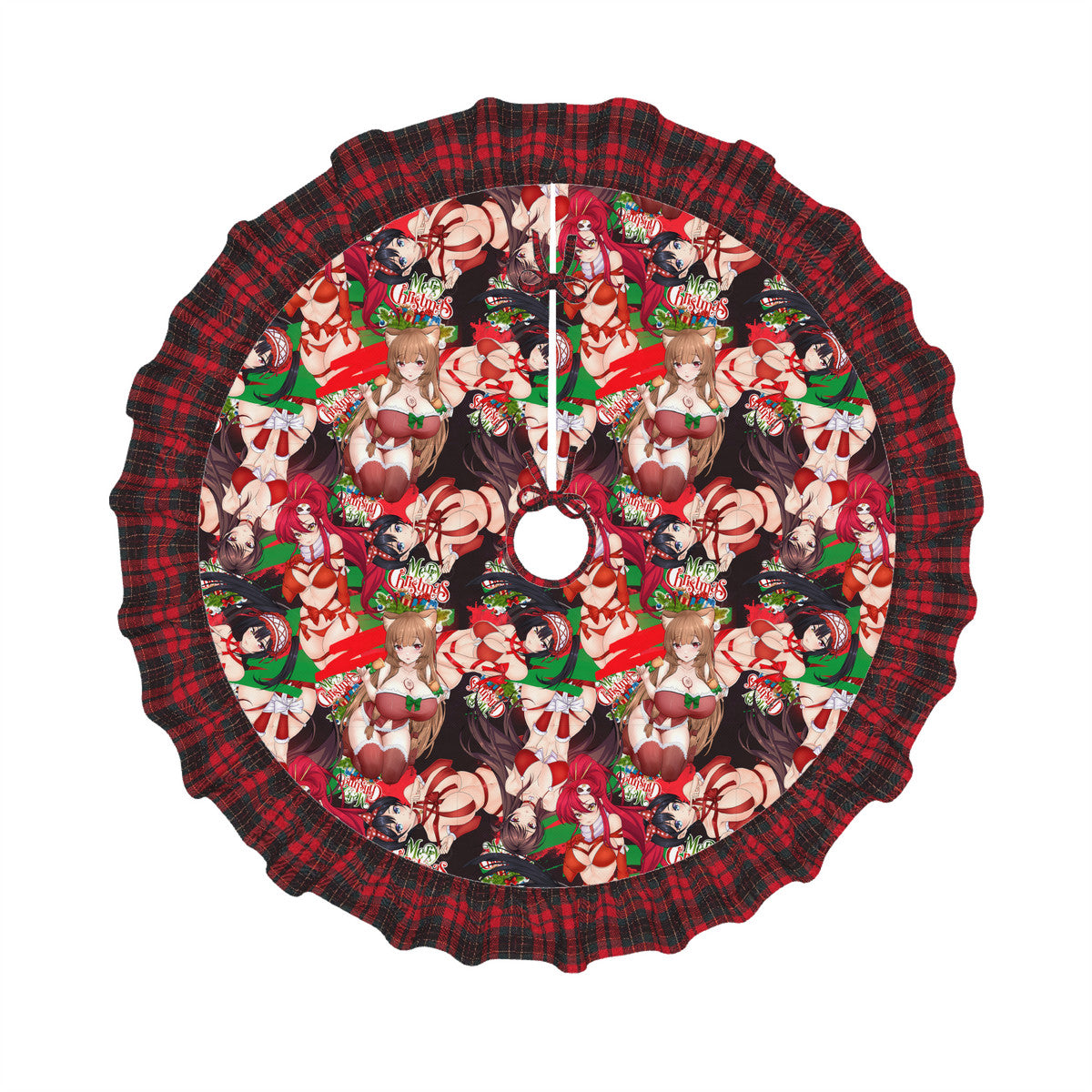 Xmas Waifus v6 Plaid Christmas Tree Skirt