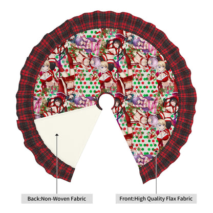 Xmas Waifus v5 Plaid Christmas Tree Skirt