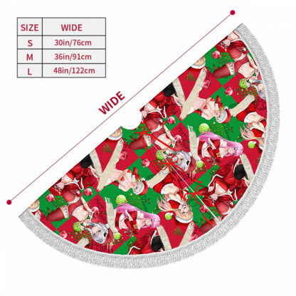 Xmas Waifus v3 Fringed Heavyweight Christmas Tree Skirt