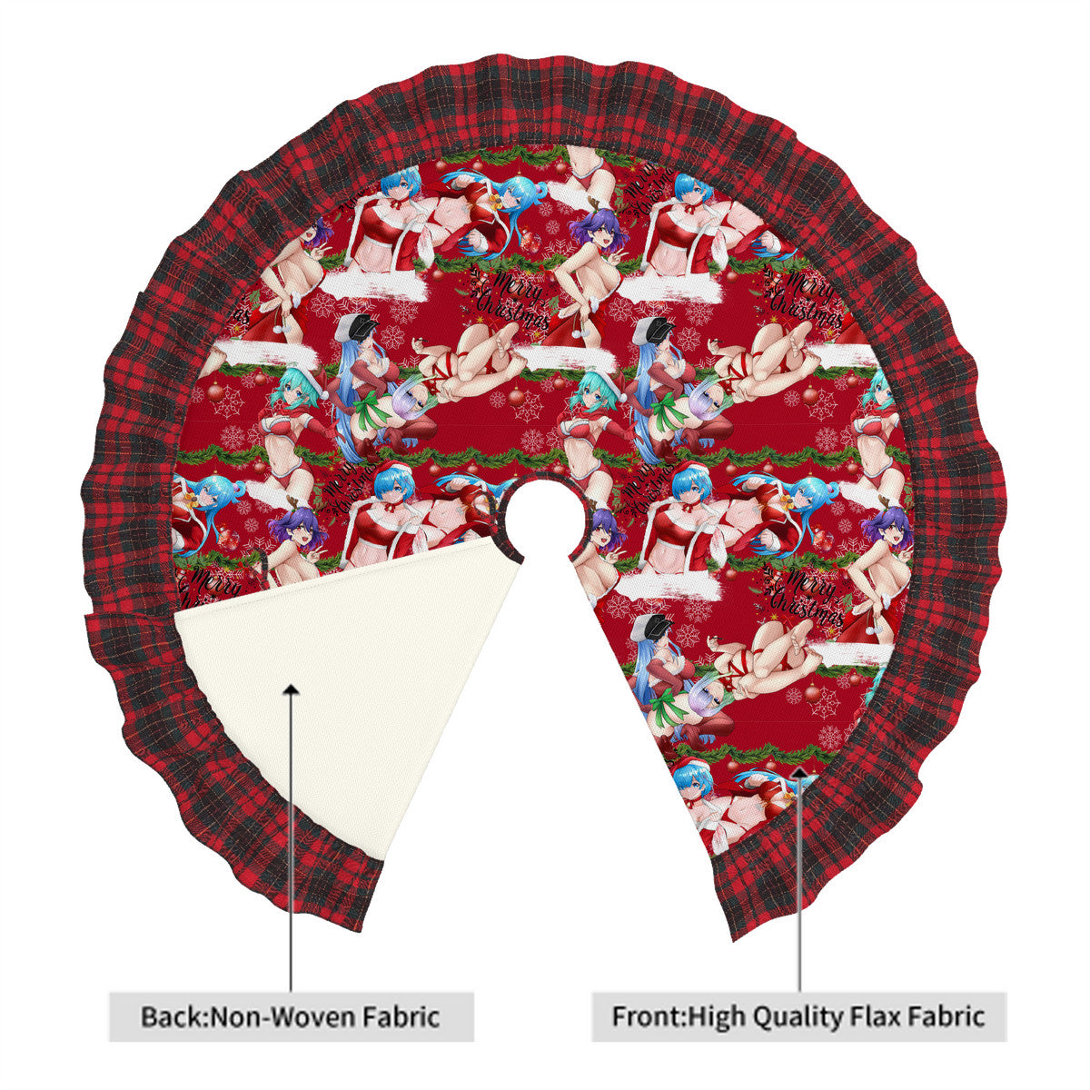 Xmas Waifus Plaid Christmas Tree Skirt