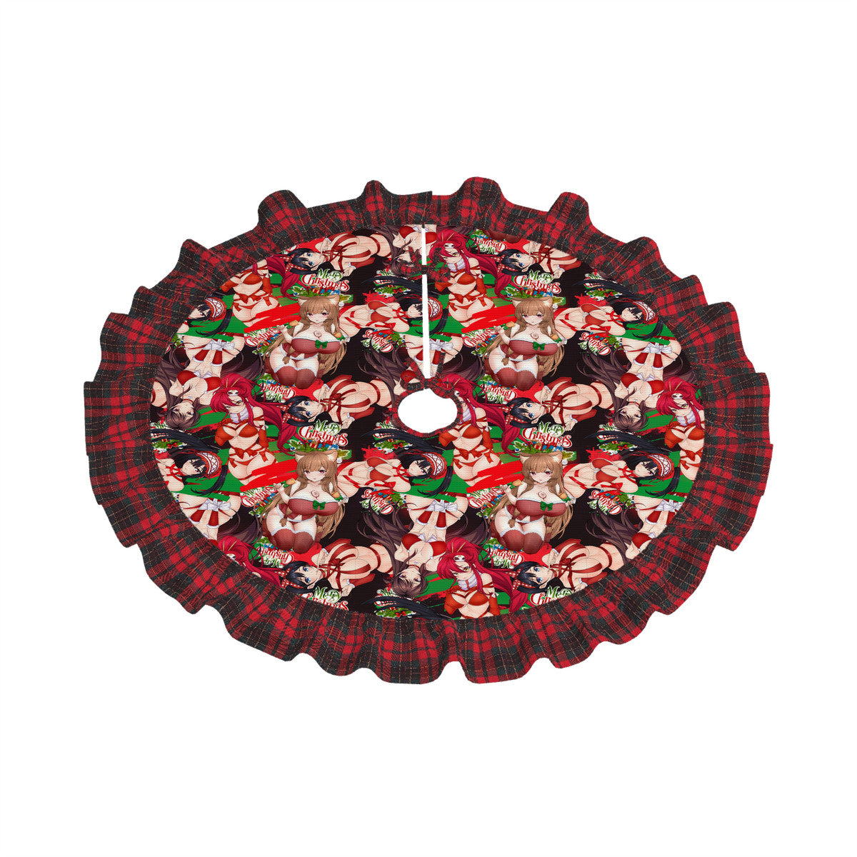 Xmas Waifus v6 Plaid Christmas Tree Skirt