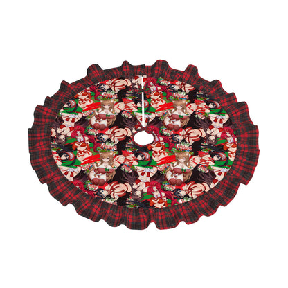 Xmas Waifus v6 Plaid Christmas Tree Skirt