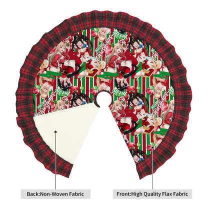 Xmas Waifus v2 Plaid Christmas Tree Skirt