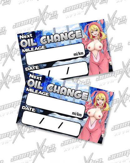 Lucy Bunny Jammies Oil Change Stickers