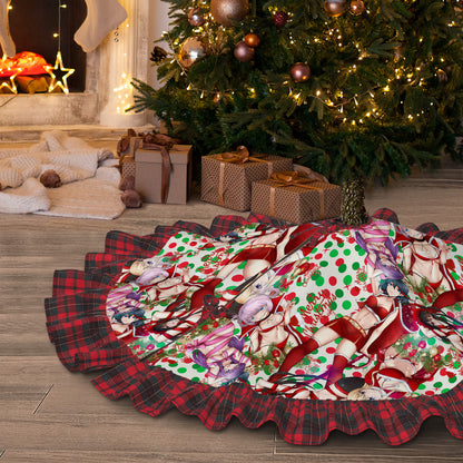 Xmas Waifus v5 Plaid Christmas Tree Skirt