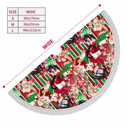 Xmas Waifus v2 Fringed Heavyweight Christmas Tree Skirt