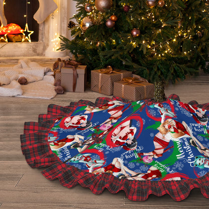 Xmas Waifus v4 Plaid Christmas Tree Skirt