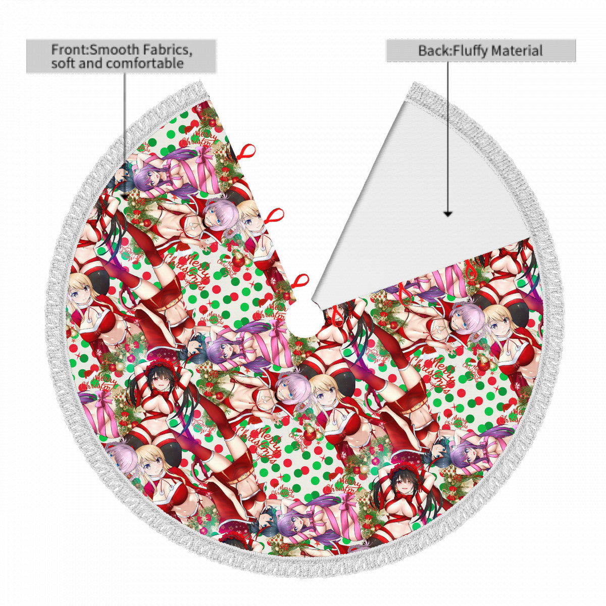 Xmas Waifus v5 Fringed Heavyweight Christmas Tree Skirt