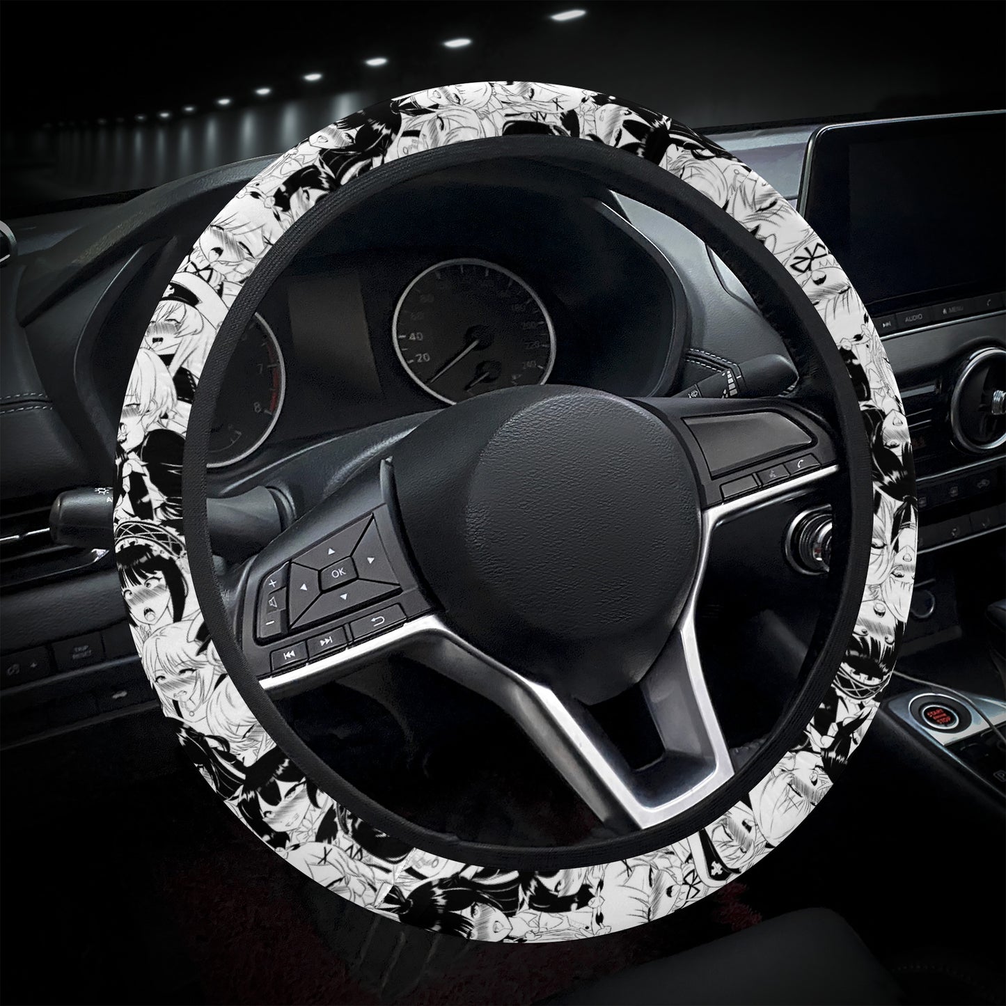 Ahegao BW Steering Wheel Cover