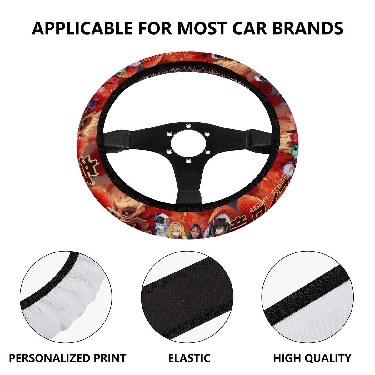 Dragon Waifus Car Steering Wheel Cover