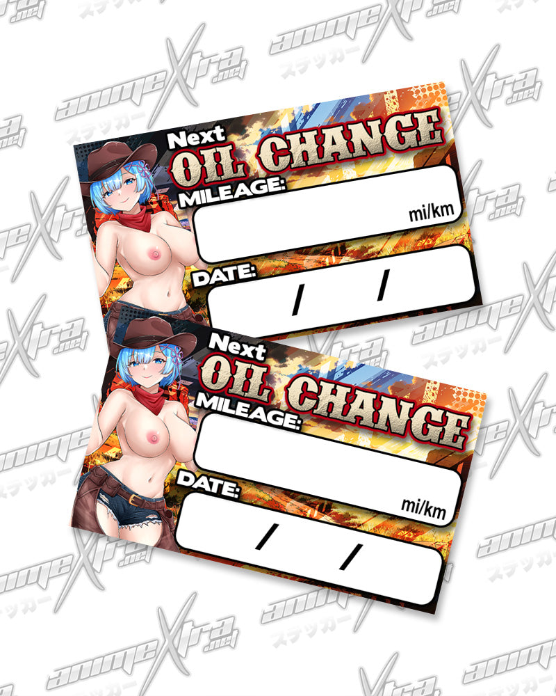 Rem Western Waifus Oil Change Stickers