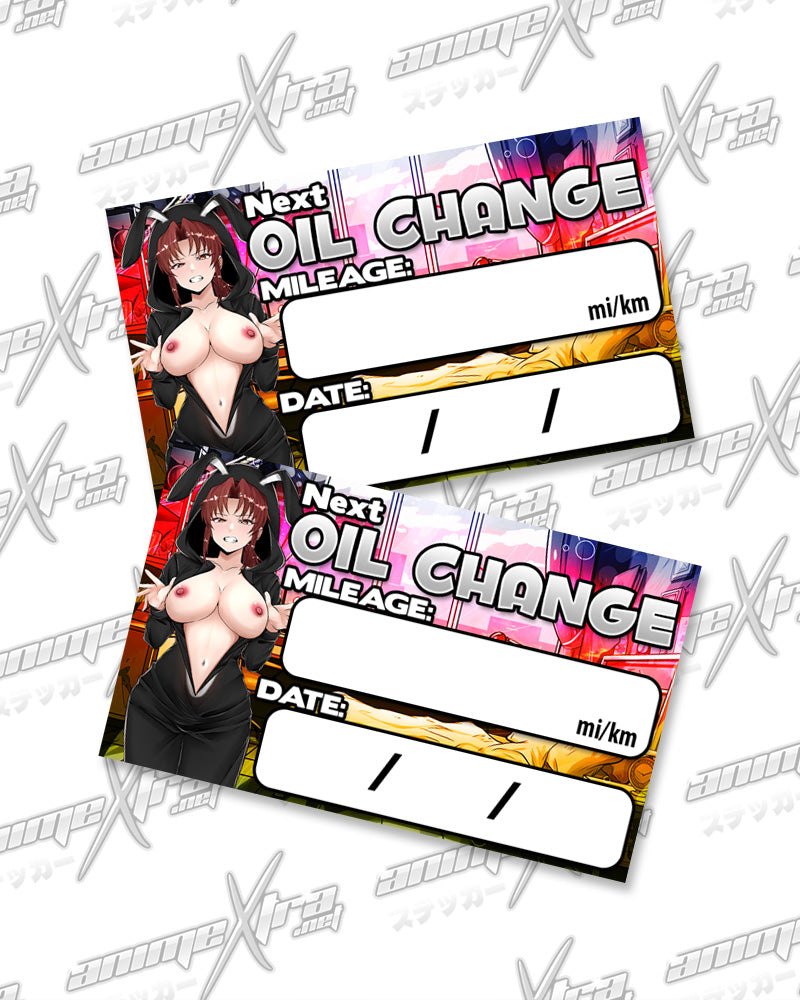 Revy Bunny Jammies Oil Change Stickers