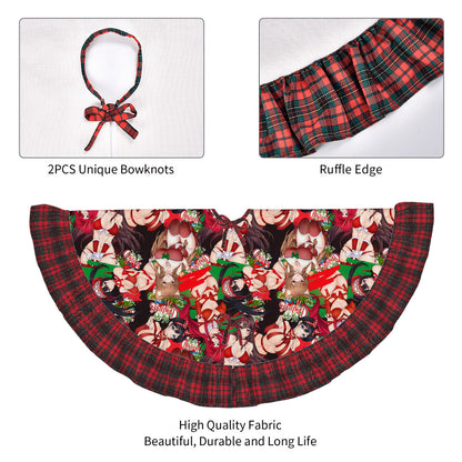 Xmas Waifus v6 Plaid Christmas Tree Skirt