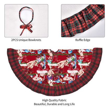 Xmas Waifus Plaid Christmas Tree Skirt