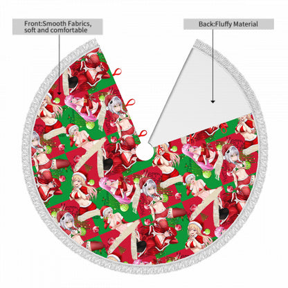 Xmas Waifus v3 Fringed Heavyweight Christmas Tree Skirt