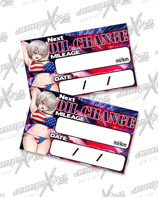 Uzaki Patriot Bikini Oil Change Stickers