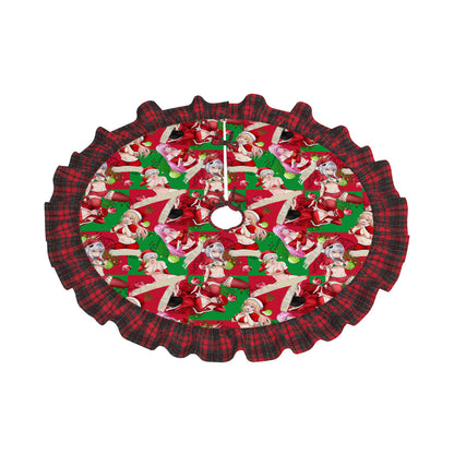 Xmas Waifus v3 Plaid Christmas Tree Skirt