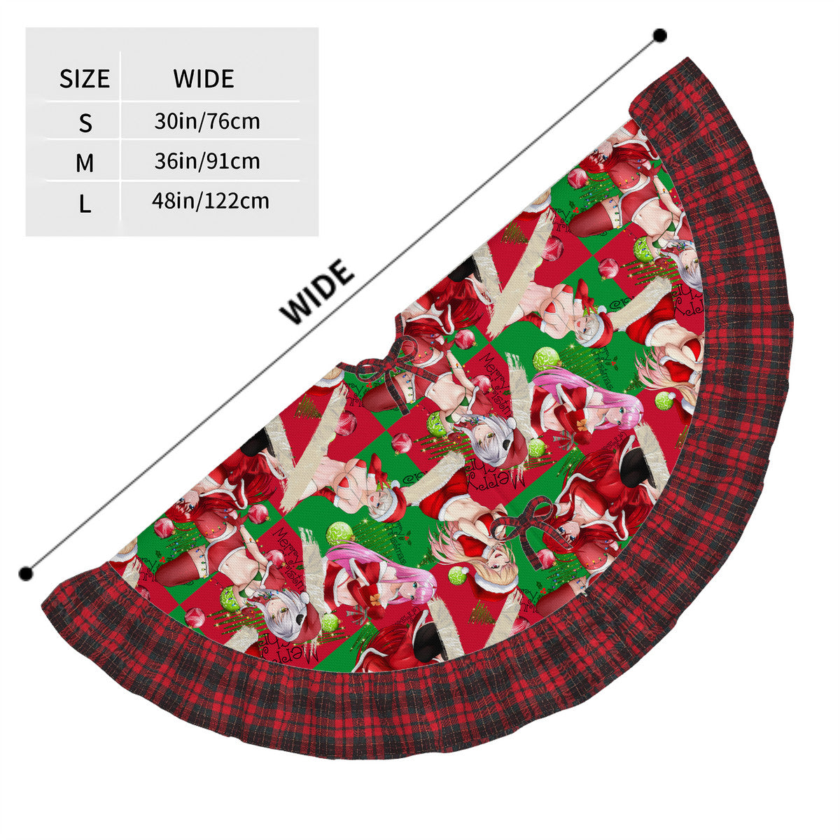 Xmas Waifus v3 Plaid Christmas Tree Skirt