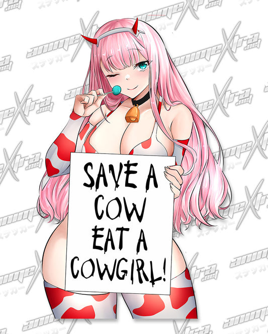 Cowgirl Zero Two Save a Cow Kiss Cuts