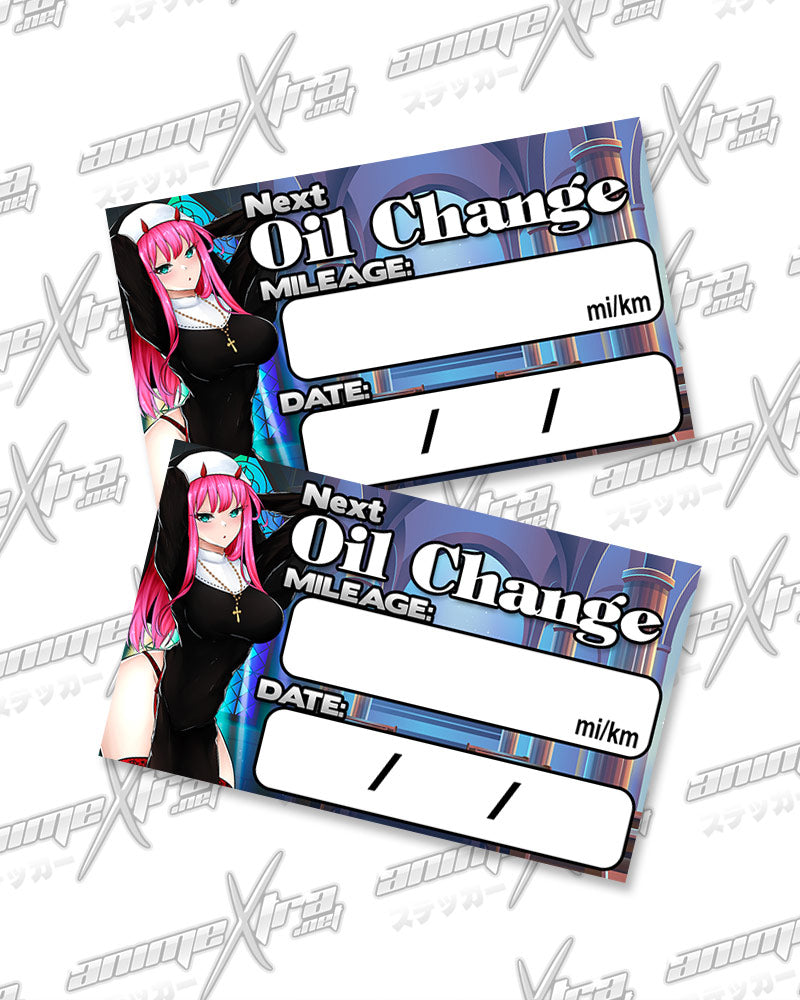 Zero Two Nun Oil Change Sticker