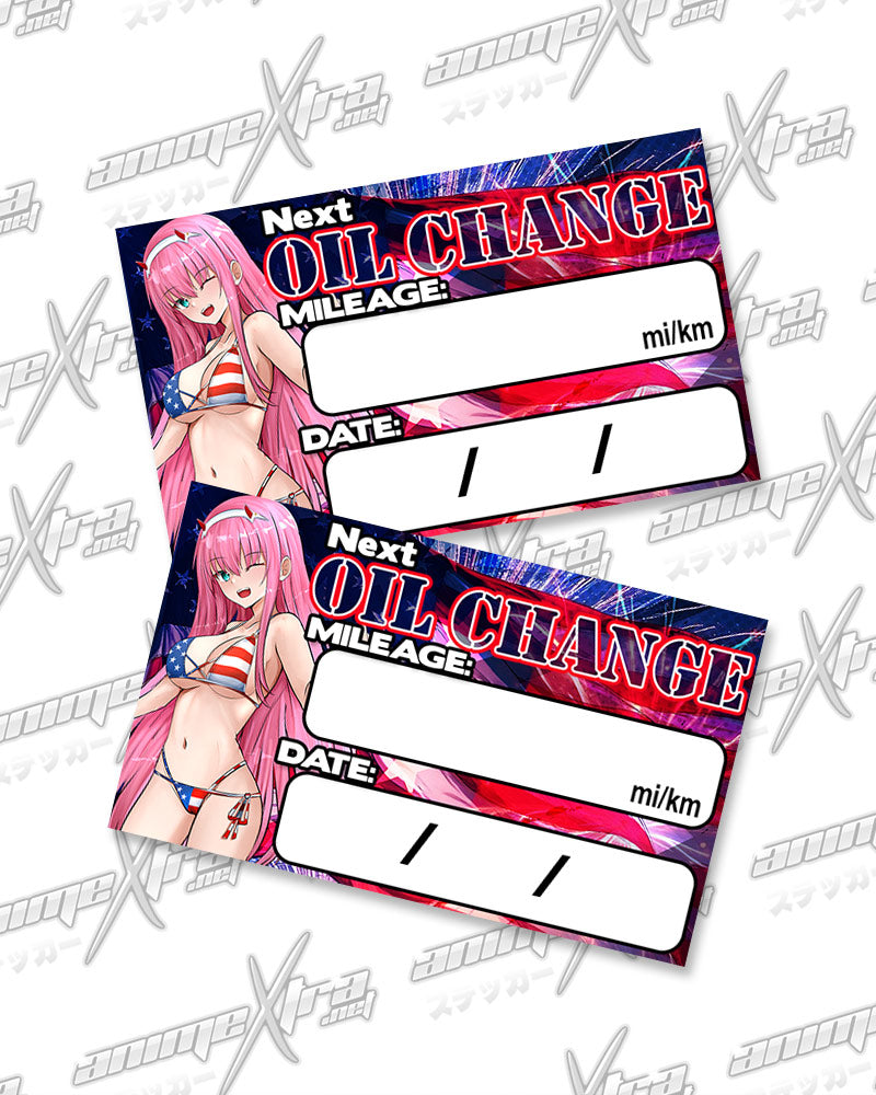 Zero Two Patriot Bikini Oil Change Stickers
