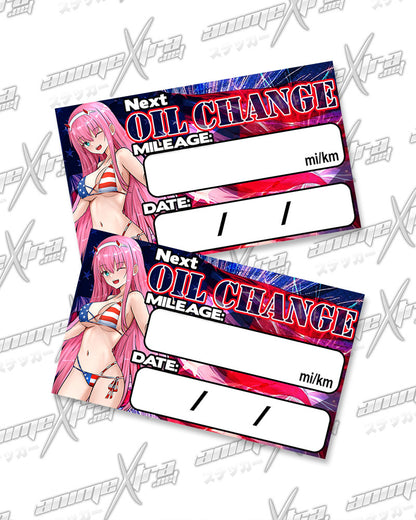 Zero Two Patriot Bikini Oil Change Stickers